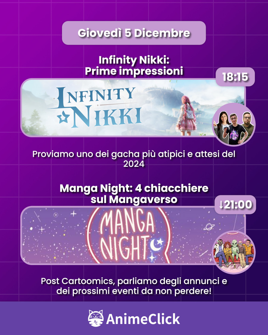 AnimeClick su Twitch: programma dal 2 all'8 dicembre AnimeClick su Twitch: programma dal 2 all'8 dicembre